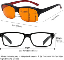 BlueShield - Nearly 100% Anti-Blue Light Blocking Fitover Glasses Wear Over Computer Glasses With Amber Lens