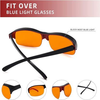 BlueShield - Nearly 100% Anti-Blue Light Blocking Fitover Glasses Wear Over Computer Glasses With Amber Lens